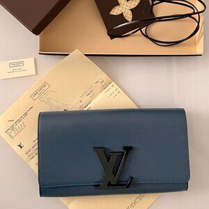 LOUIS VUITTON Neo Sovet Clutch in Blue with Black Hardware